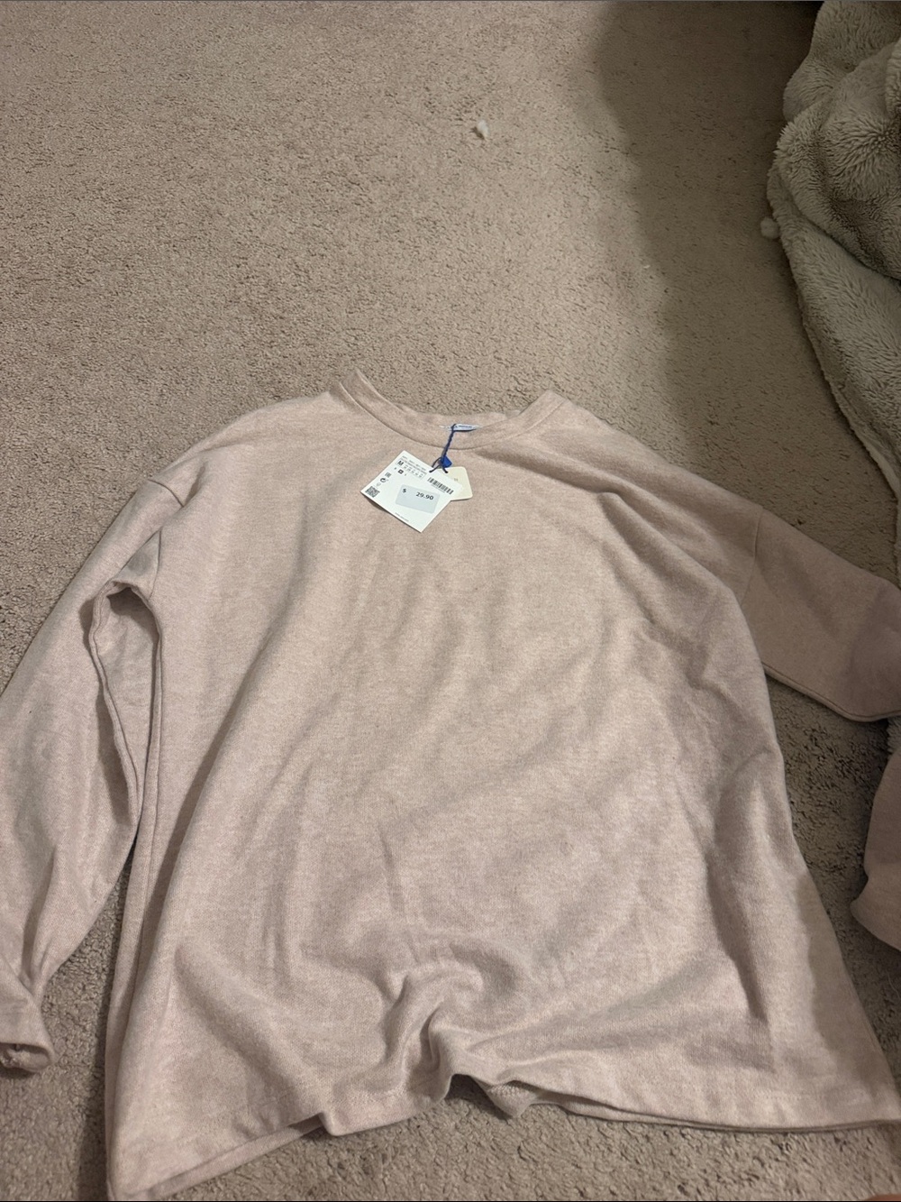 Zara Perfect basics trafaluc Lightweight Crewneck Sweater - Neutral Pink
